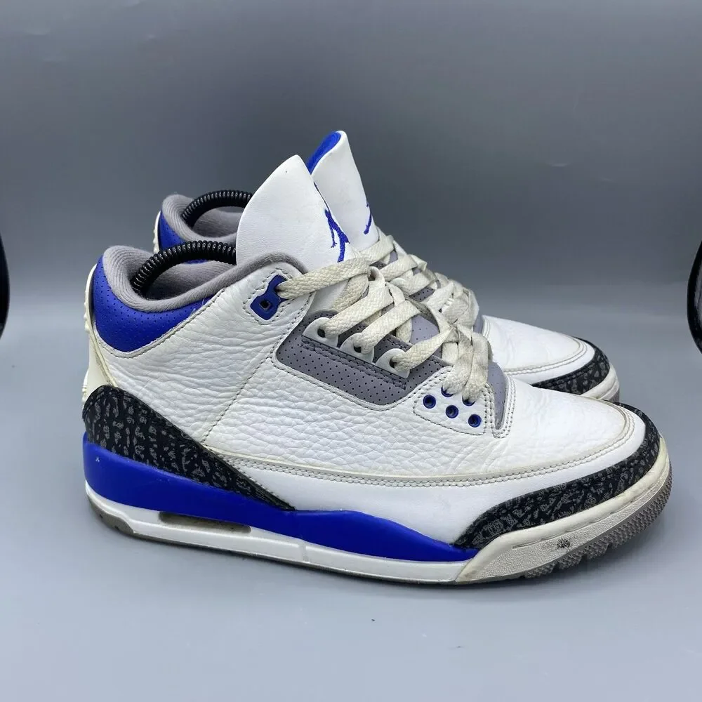 Nike Air Jordan III RETRO 3 Racer Blue Cement OG Sneakers Size 7.5 Rare